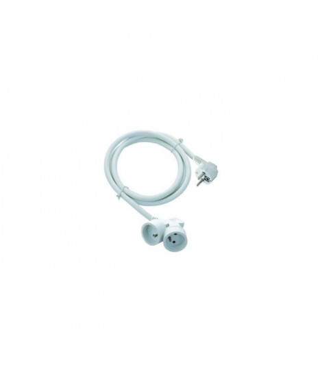 Chacon Prolongateur HO5VVF 3g1,5 3m dual head blanc (FR)