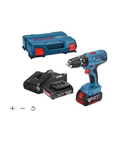 Perceuse-visseuse a percussion Bosch Professional GSR 18V + 1 batterie 2,0Ah + 1 batterie 4Ah + chargeur GAL en L-Case