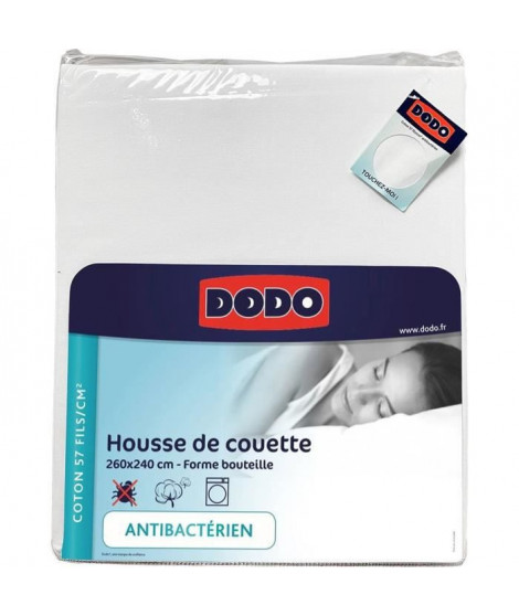 Housse de couette DODO - 260x240 cm - Coton - Antibactérien - Blanc - Fabriqué en France