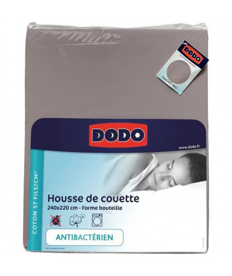 Housse de couette DODO - 240x220 cm - Coton - Antibactérien - Taupe - Fabriqué en France