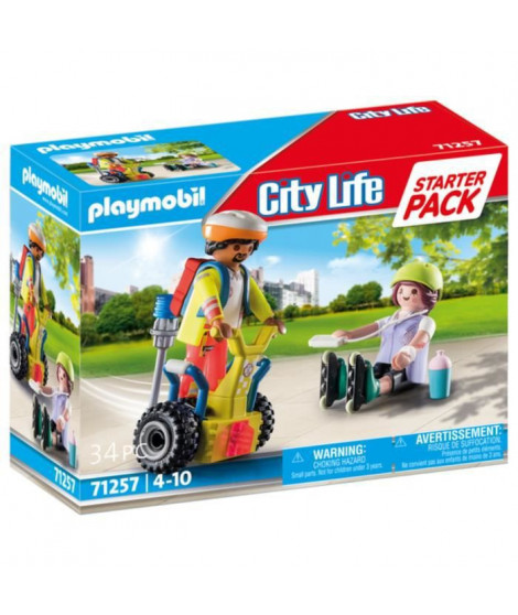 PLAYMOBIL - 71257 - City Action Les Secouristes - Starter Pack - Secouriste avec gyropode