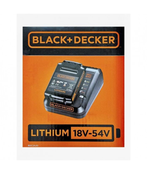 BLACK+DECKER Ensemble de Batterie et de Chargeur BDC2A20-QW - Batterie Slide Pack Lithium 18V 2 Ah + Chargeur 2 Ah