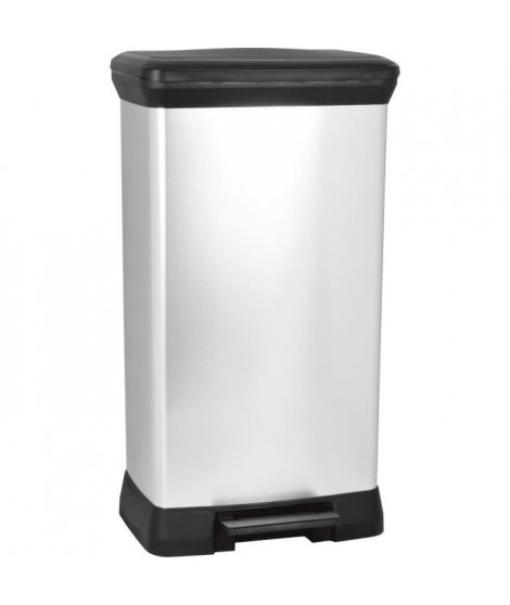 CURVER Poubelle a pédale - 50 litres - Aspect métal - Plastique recyclé