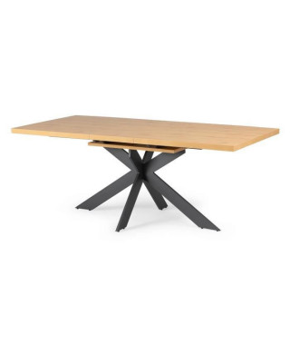 Table a manger extensible - Décor chene et métal noir - RAVEN - L 160/200 x P 90 x H 76 cm