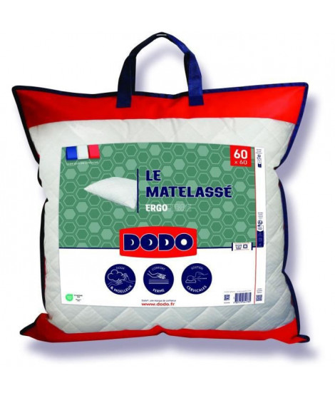 Oreiller Le Matelassé DODO - 60x60 cm - Soutien ferme - Taie déhoussable - Fabriqué en France
