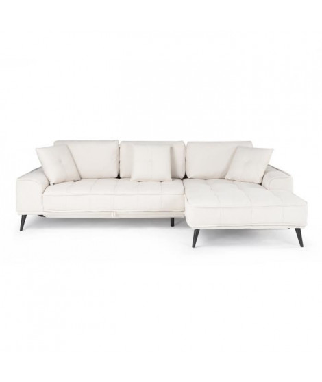 Canapé d'angle droit convertible GOMERA - 4 places - Tissu beige - Contemporain - L291 x P168 x H71 cm