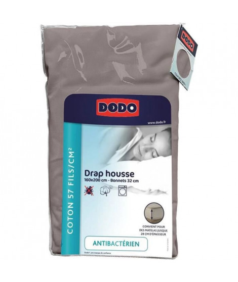 DRAP HOUSSE DODO - ANTIBACTERIENS - TAUPE - 160X2000 cm - Bonnet 32 cm