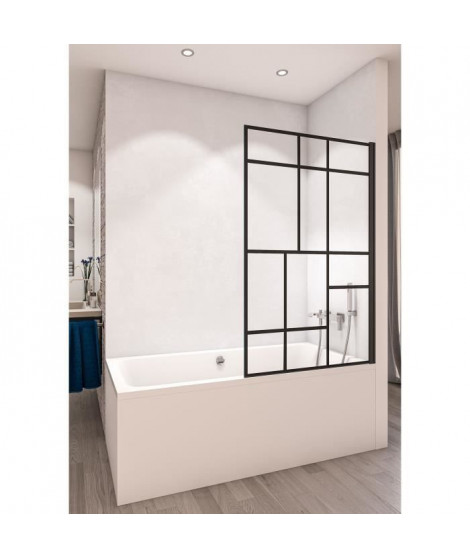 AURYS Pare-baignoire version droite - Modele Gascogne - Atelier N°5 Verre trempé 8 mm by Saint-Gobain - L 75 cm x H 140 cm