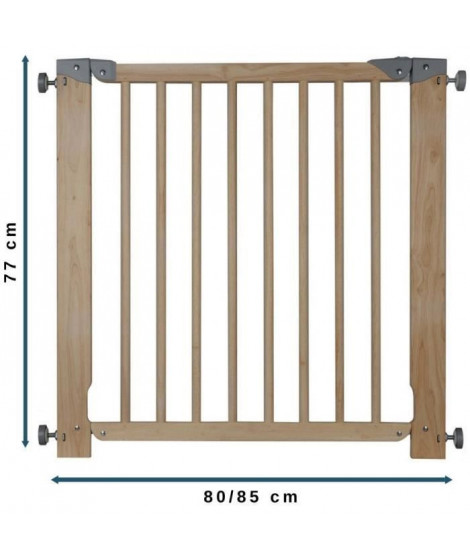 NORDLINGER PRO Barriere de sécurité Enfant OLEANE 8 - 80 a 85 cm - Bois - Amovible - Fixation par pression 4 points