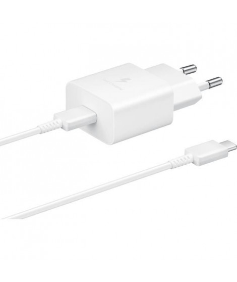 Chargeur Secteur USB C 15W + câble USB C - 15W - SAMSUNG - Blanc