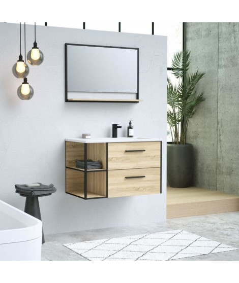 INDUS, set de salle de bain 80, vanity+vasque+miroir