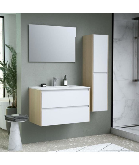 Ensemble SKARA  set de salle de bain 80, vanity+vasque+miroir & Colonne