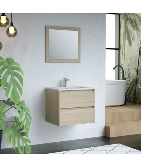 TIMBER, set de salle de bain 60, vanity+vasque+miroir