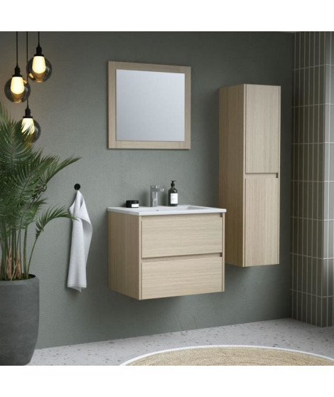 Ensemble TIMBER, set de salle de bain 60, vanity+vasque+miroir & colonne