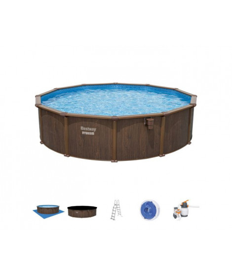 BESTWAY Piscine hors sol Piscine hors sol Hydrium effet bois diametre 550 x 130 cm, filtre a sable