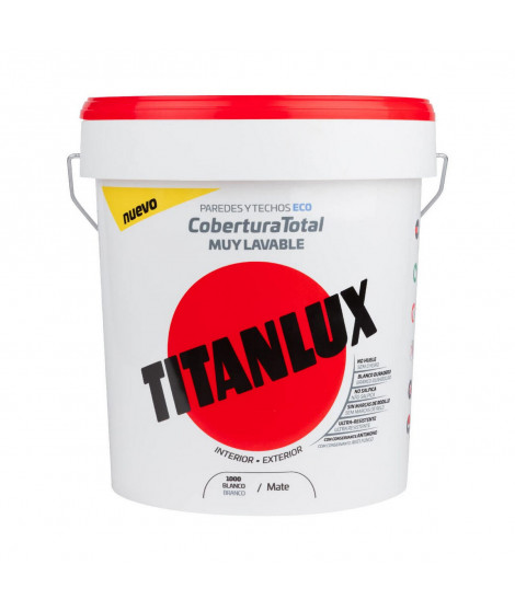 Peinture acrylique Titan 06t100005 Plafond Paroi Lavable Blanc Mat 4 L