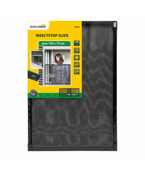 Moustiquaire Schellenberg Anthracite Aluminium Extensible Avec cadre Fibre de Verre 75 x 100 cm