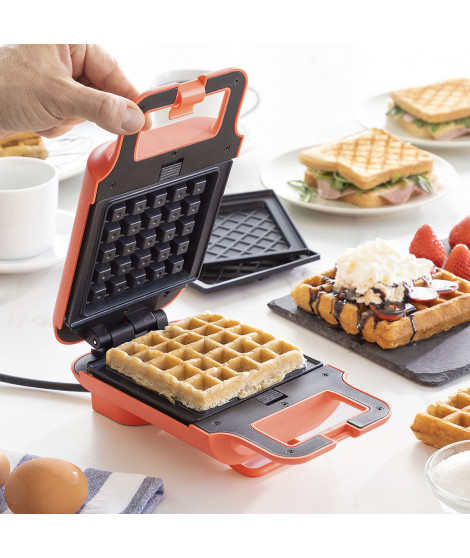 Appareil à Gaufres et à Sandwichs 2 en 1 avec Recettes Wafflicher InnovaGoods