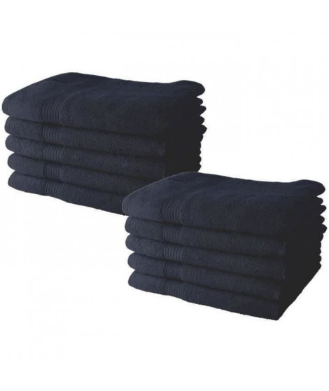 Lot de 10 serviettes de Toilette TODAY 50x90 cm 100% Coton - Navy