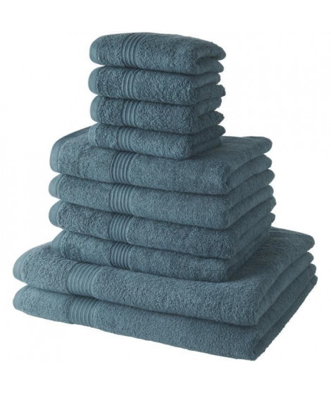 Lot de 4 Serviettes de bain TODAY 30x50 + 4 Serviettes de bain50x90 + 2 Draps de bain 70x130 cm 100% Coton - Paon