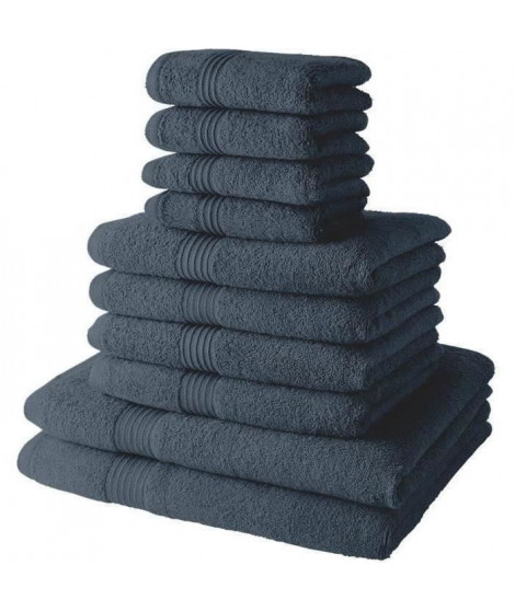 Lot de 4 Serviettes de bain TODAY 30x50 + 4 Serviettes de bain50x90 + 2 Draps de bain 70x130 cm 100% Coton - Denim