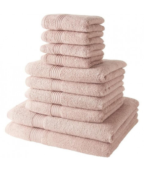 Lot de 4 Serviettes de bain TODAY 30x50 + 4 Serviettes de bain50x90 + 2 Draps de bain 70x130 cm 100% Coton - Rose des sables