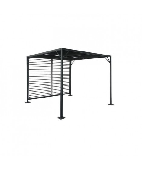 Pergola a toit coulissant avec une structure en aluminium et acier - 2,80 x 2,80 metres - Gris foncé