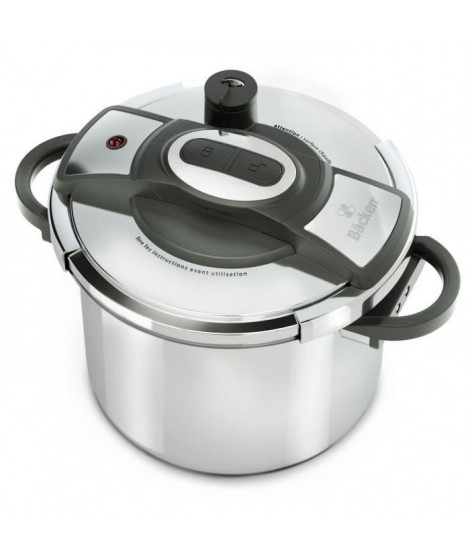 BACKEN Autocuiseur en inox - Ø 24 cm - 8 L - Gris et noir - Tous feux dont induction