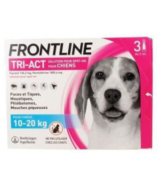 Lot de 3 pipettes Frontline Tri-Act pour chien de 10 a 20kg