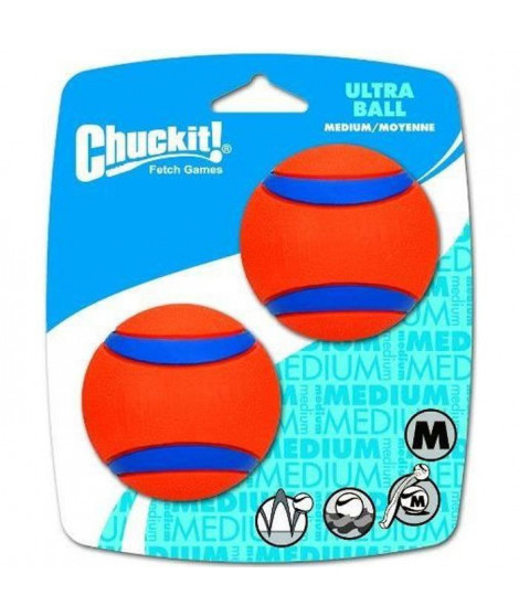 Ultra Ball de Chuckit!, le balle résistante et polyvalente pour chien, 2 balles en caoutchouc Ø 6.5 cm
