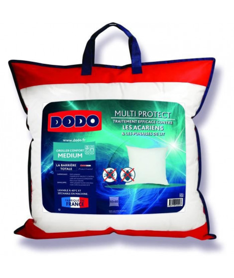 Oreiller Multiprotect - 60x60 cm - 100% Polyester - anti-acariens et antibactériens - DODO