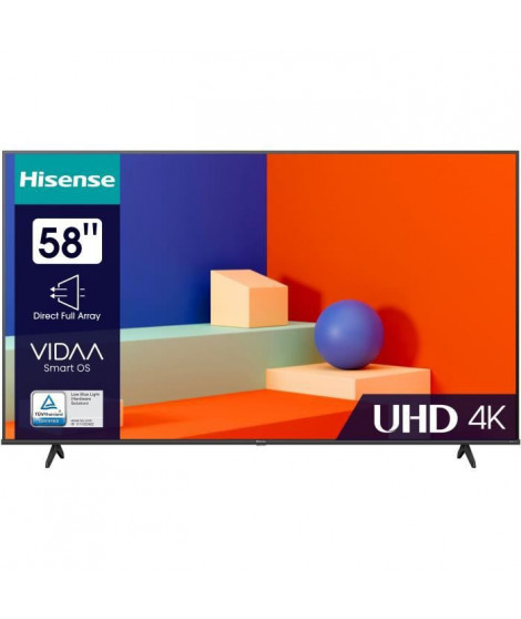 TV LED HISENSE - 58A6K - 65'' (147 CM) - UHD 4K - DOLBY VISION - DTS VIRTUAL:X TM - SMART TV - 3 x HDMI 2.0 - ÉCRAN SANS BORD