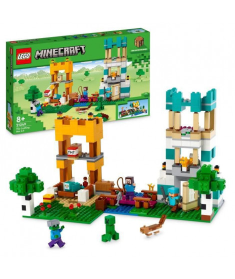 LEGO Minecraft 21249 La Boîte de Construction 4.0, Jouets 2-en-1 avec Figurines Steve, Creeper et Zombie