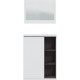 Meuble a chaussures + miroir - Mélaminé blanc et anthracite - 1 porte + 3 niches de rangement - L108 x P11 x H60 cm ADHARA
