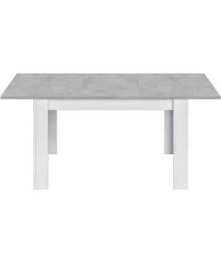 Table a manger extensible KENDRA - Rectangulaire - Mélaminé blanc artik et ciment - L130 x P 90 x H 77 cm