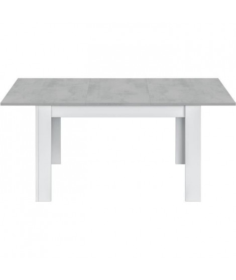 Table a manger extensible KENDRA - Rectangulaire - Mélaminé blanc artik et ciment - L130 x P 90 x H 77 cm