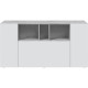 Buffet LOIRA - Mélaminé blanc artik et ciment - 3 portes + 3 niches de rangement - L 150 x P 41 x H 76 cm