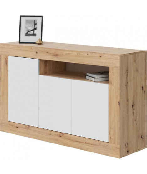 Buffet BALTIK - Mélaminé 3 portes + 1 niche de rangement - L 144 x P 42 x H 87 cm