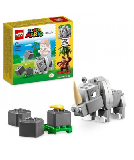 LEGO Super Mario 71420 Ensemble d'Extension Rambi le Rhinocéros, Jouet a Combiner avec un Pack de démarrage