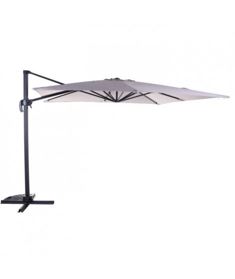 Parasol déporté BIARRITZ 3x3m - Inclinable et rotatif a 360° - Mât aluminium et Toile déperlante Polyester 250g/m2 - Taupe