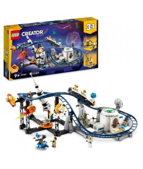 LEGO Creator 31142 Les Montagnes Russes de l'Espace, Jouet avec Fusée Spatiale, Planetes et Briques