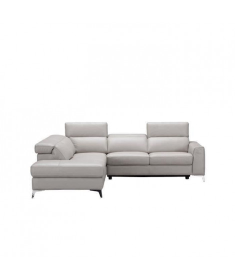 Canapé d'angle gauche 5 places EDISON - Cuir de vachette  Beige - L 275 x P 231 x H 95 cm