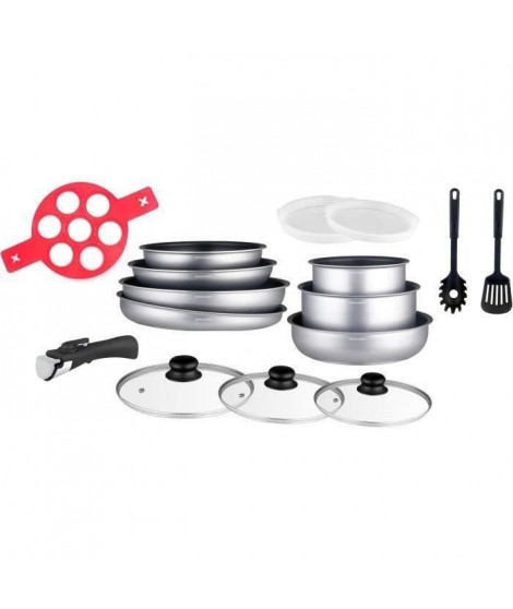 Batterie de cuisine Arthur Martin AM3950 16 pieces - Aluminium - Poignée amovible - Tous feux dont induction