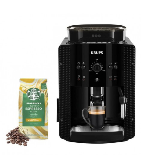 KRUPS Machine a café grains, Cafetiere expresso, Nettoyage automatique, Buse vapeur Cappuccino, Café Starbucks, Essential YY4…