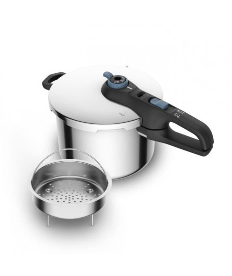 Tefal Cocotte-minute 6 L, Induction, Inox, 2 programmes, Cuisine vapeur, Fabriqué en France, Secure Trendy P2580700