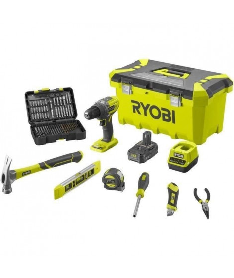 Perceuse-visseuse RYOBI ONE+ - R18DD3 - avec caisse a outils et accessoires