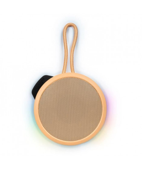 BIGBEN Party - Enceinte Bluetooth ronde avec dragonne et effets lumineux - 15W - Orange Pastel