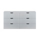 Commode BASIX 6 tiroirs - L 139 x P 40 x H 80 cm - Mélaminé Blanc mat