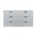 Commode BASIX 6 tiroirs - L 139 x P 40 x H 80 cm - Mélaminé Blanc mat