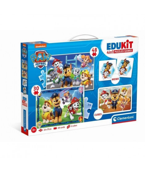 Pat'Patrouille - Coffret d'activités préscolaire 4 en 1 Clementoni - 2 puzzles, 6 Cubes et Un Mémo - Fabriqué en Italie